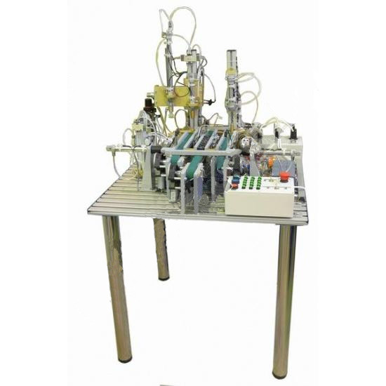 Типовой комплект учебного оборудования «Пневмопривод автоматизированной технологической линия сборочного процесса на основе мехатронных модулей» ПП-АТЛСП-ПММ-014-30ЛР-01